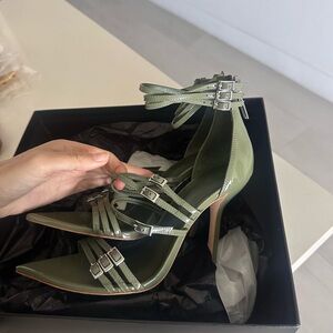 Dundas X Revolve Elegant Green Strappy Heels